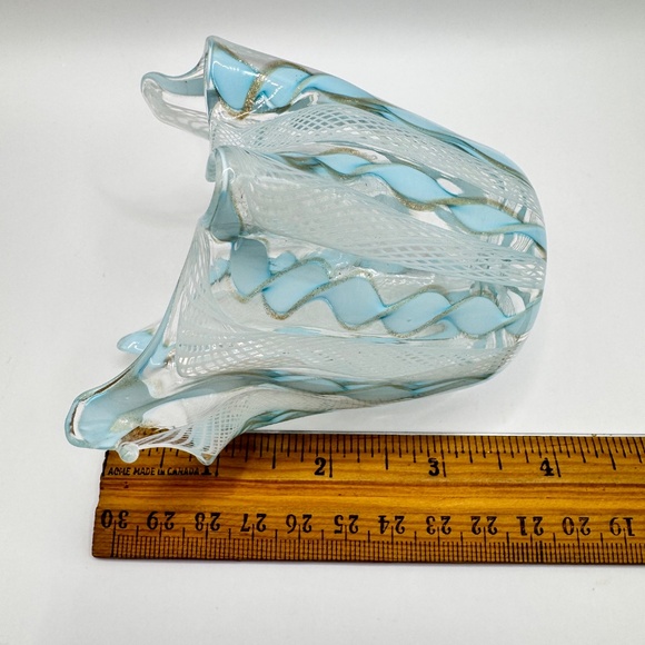 Petite Murano Glass Zanfirico Fazzoletto Handkerchief vase, Mid Century 1960s - Picture 8 of 10